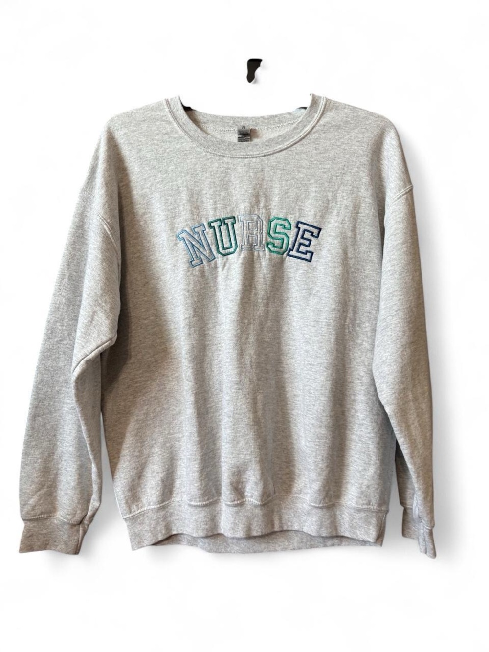 Gray Nurse Embroidered Crewneck Sweatshirt - Unbranded